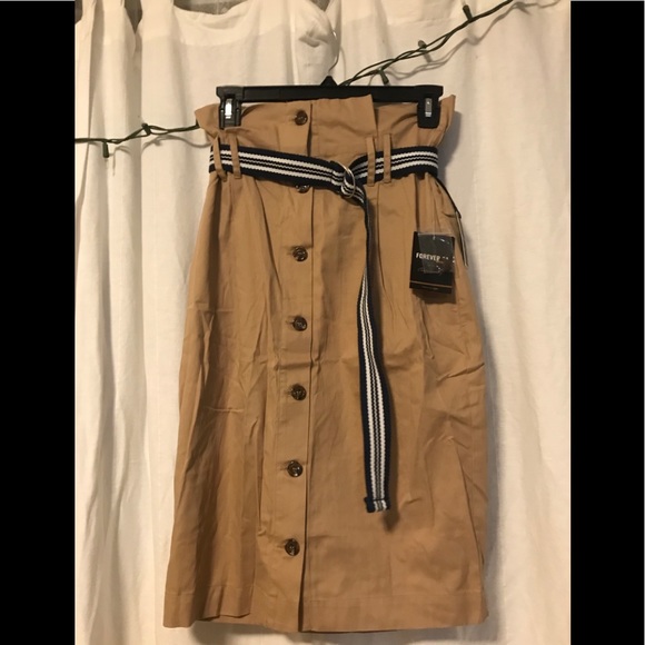 Khaki Knee Length Skirt - Picture 1 of 1